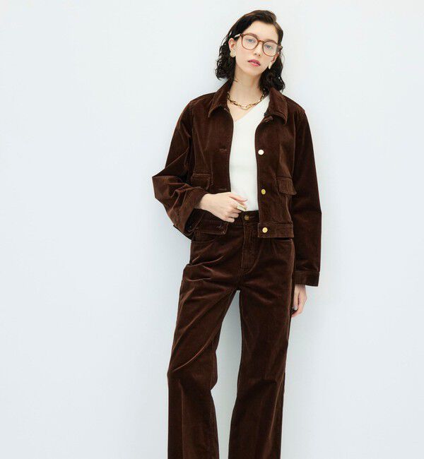 Rie Miller「【RM denim】コーデュロイフレアショート丈Gジャン」|ブルゾン・スタジャン|