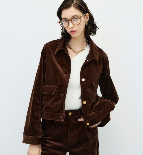 Rie Miller「【RM denim】コーデュロイフレアショート丈Gジャン」|ブルゾン・スタジャン|