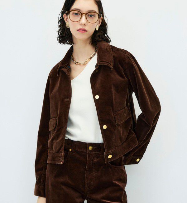 Rie Miller「【RM denim】コーデュロイフレアショート丈Gジャン」|ブルゾン・スタジャン|