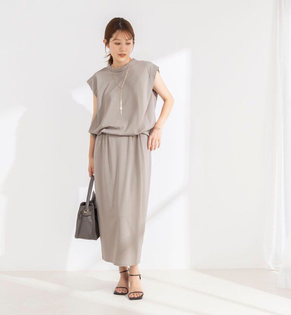 NOLLEY'S「《セットアップ対応/接触冷感》【BECシリーズ】ウォッシャブルハイスペックジャージギャザータイトスカート」|タイト|