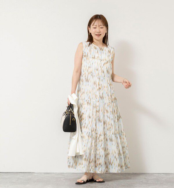 NOLLEY'S sophi「ウォッシャブルラメストライプアートプリントティアード2WAYワンピース」|ワンピース|