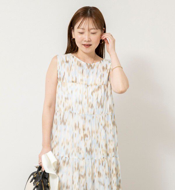NOLLEY'S sophi「ウォッシャブルラメストライプアートプリントティアード2WAYワンピース」|ワンピース|