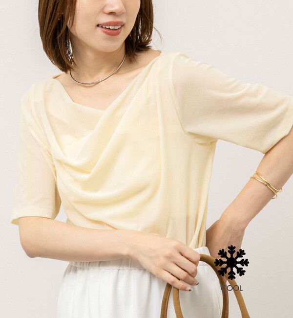 NOLLEY'S「《接触冷感》ウォッシャブルシアーベロア2WAYプルオーバー」|Tシャツ・カットソー|エクリュ
