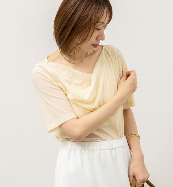 NOLLEY'S「《接触冷感》ウォッシャブルシアーベロア2WAYプルオーバー」|Tシャツ・カットソー|