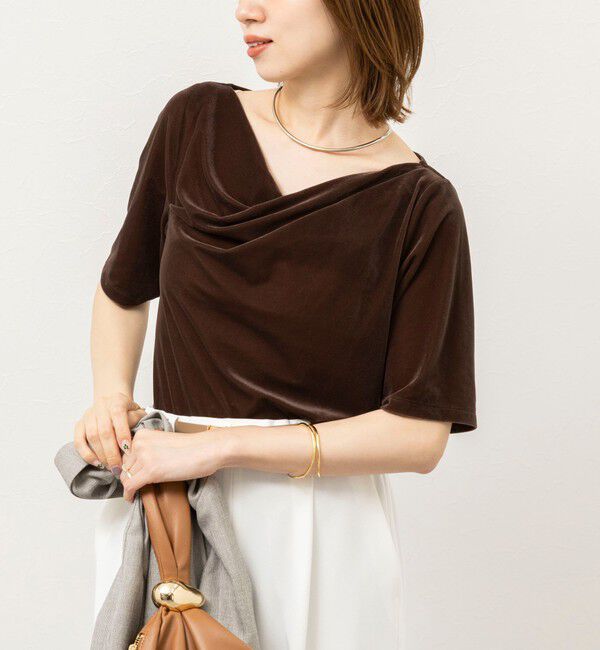 NOLLEY'S「《接触冷感》ウォッシャブルシアーベロア2WAYプルオーバー」|Tシャツ・カットソー|