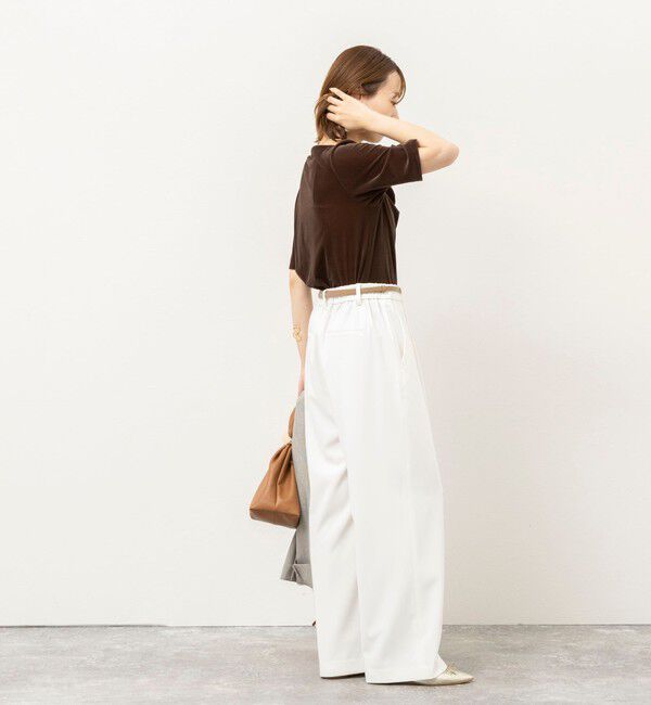 NOLLEY'S「《接触冷感》ウォッシャブルシアーベロア2WAYプルオーバー」|Tシャツ・カットソー|