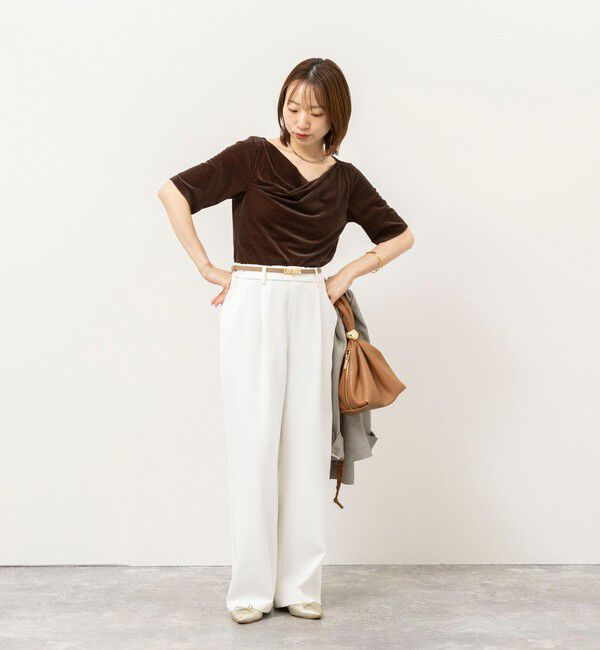NOLLEY'S「《接触冷感》ウォッシャブルシアーベロア2WAYプルオーバー」|Tシャツ・カットソー|