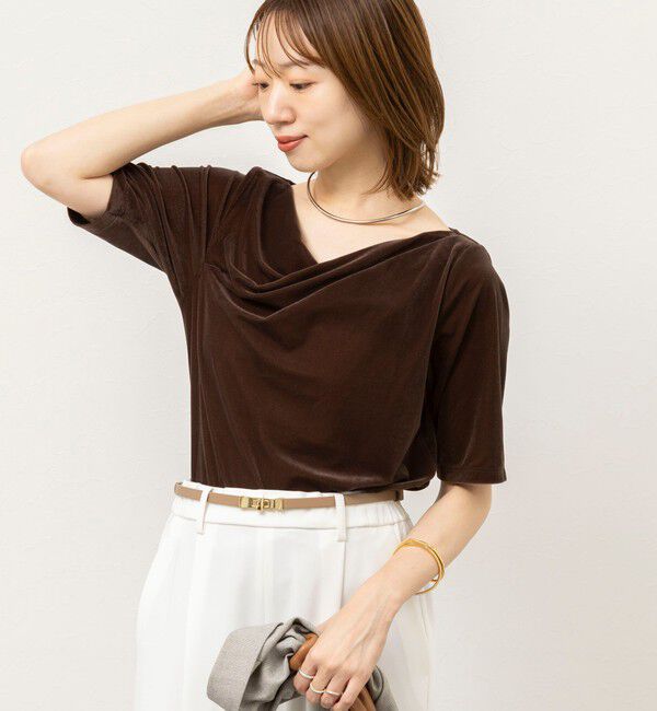 NOLLEY'S「《接触冷感》ウォッシャブルシアーベロア2WAYプルオーバー」|Tシャツ・カットソー|