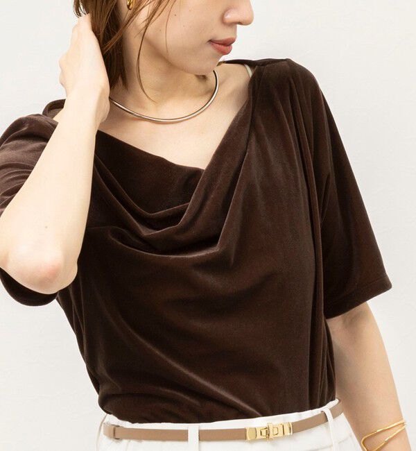 NOLLEY'S「《接触冷感》ウォッシャブルシアーベロア2WAYプルオーバー」|Tシャツ・カットソー|