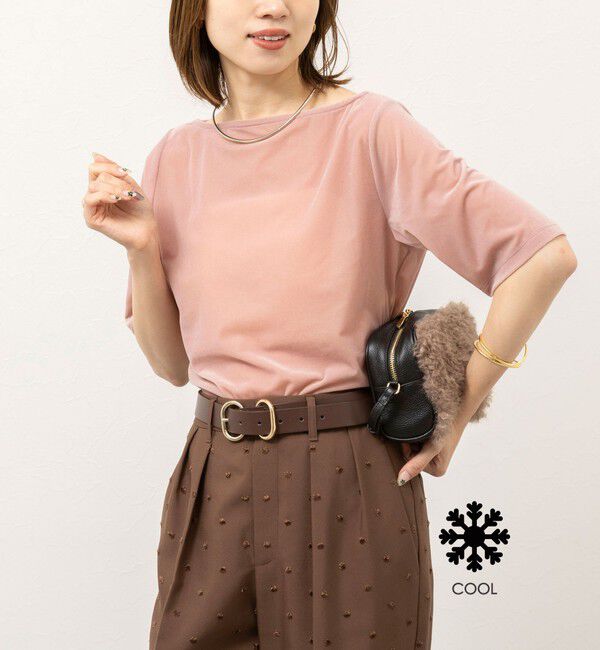 NOLLEY'S「《接触冷感》ウォッシャブルシアーベロア2WAYプルオーバー」|Tシャツ・カットソー|ピンク