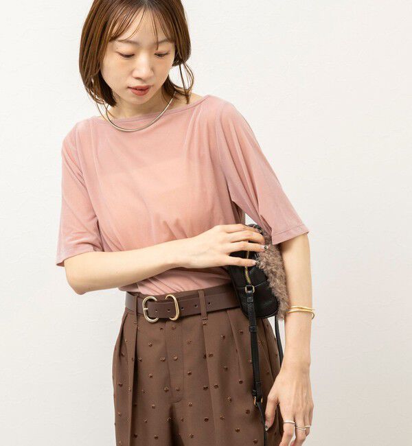 NOLLEY'S「《接触冷感》ウォッシャブルシアーベロア2WAYプルオーバー」|Tシャツ・カットソー|