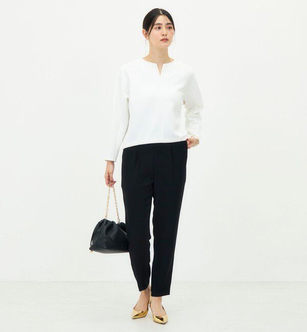 NOLLEY'S「《UVカット/接触冷感/セットアップ対応》ウォッシャブルダンボールキーネックプルオーバー」|Tシャツ・カットソー|