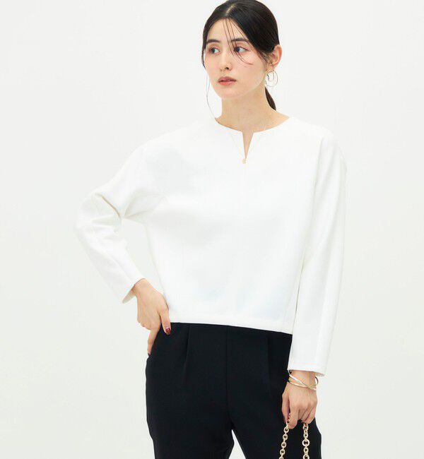 NOLLEY'S「《UVカット/接触冷感/セットアップ対応》ウォッシャブルダンボールキーネックプルオーバー」|Tシャツ・カットソー|