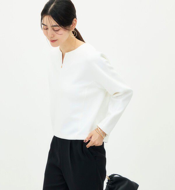 NOLLEY'S「《UVカット/接触冷感/セットアップ対応》ウォッシャブルダンボールキーネックプルオーバー」|Tシャツ・カットソー|