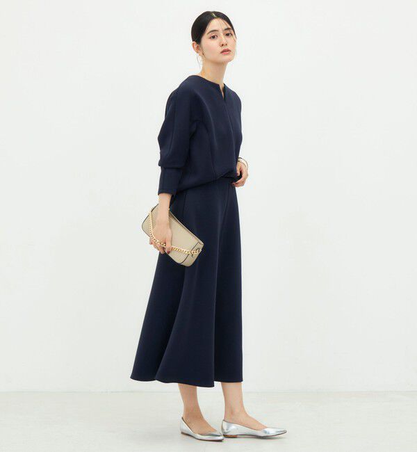 NOLLEY'S「《UVカット/接触冷感/セットアップ対応》ウォッシャブルダンボールキーネックプルオーバー」|Tシャツ・カットソー|