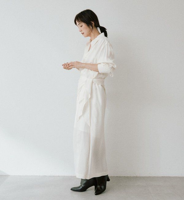  「ストール付ロングシャツOP」|ワンピース|