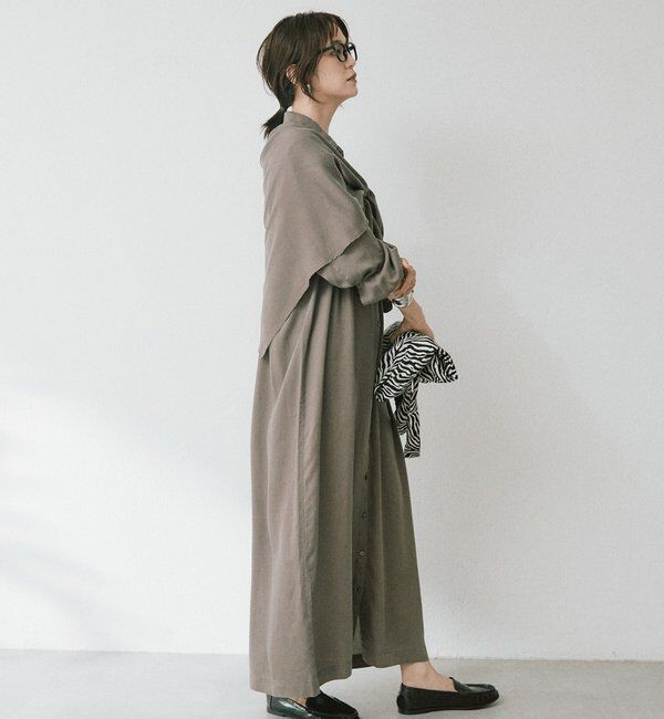  「ストール付ロングシャツOP」|ワンピース|