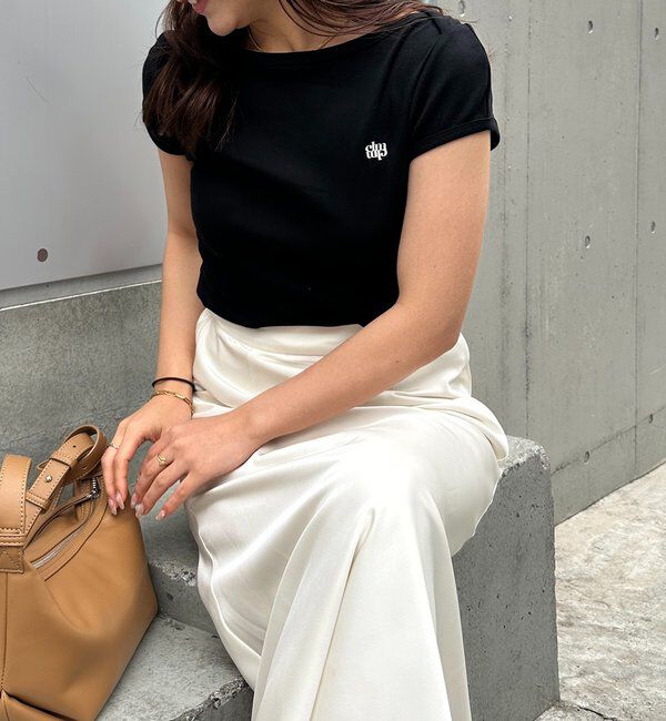  「【Tシャツが苦手な方にも◎】1ポイントボートネックTシャツ」|Tシャツ・カットソー|
