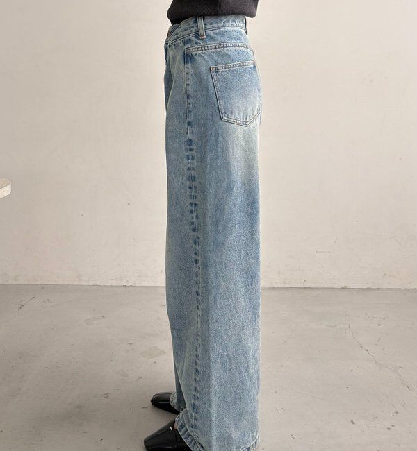  「【サイズ展開あり】タックワイドデニム」|デニム|