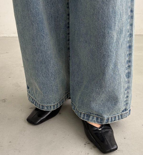 「【サイズ展開あり】タックワイドデニム」|デニム|