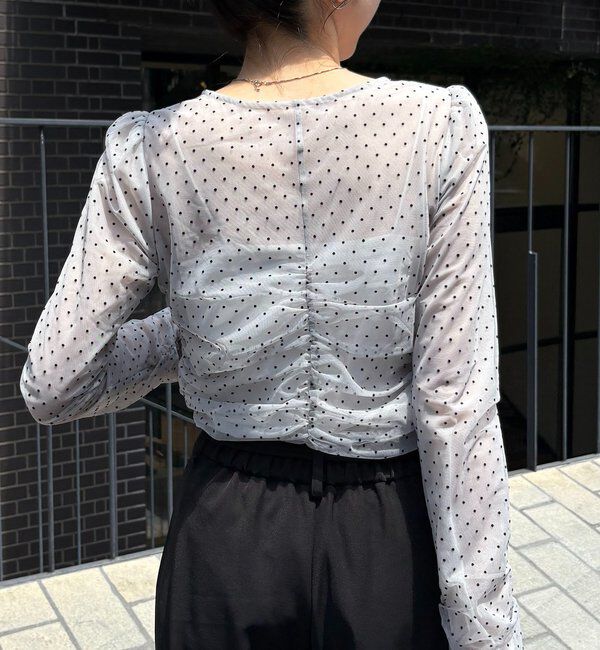  「【新色/ブラウン・グレー、WEB限定/ブラック】フロッキードットブラウス」|シャツ・ブラウス|
