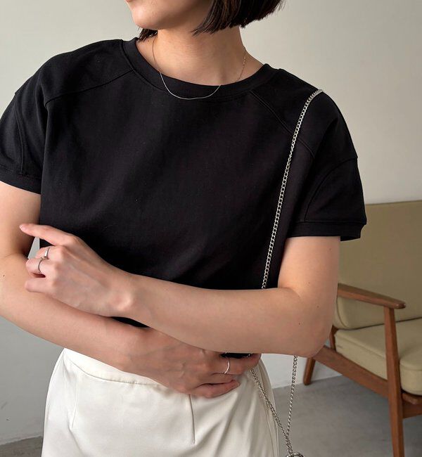  「ラウンド切替クロップT」|Tシャツ・カットソー|