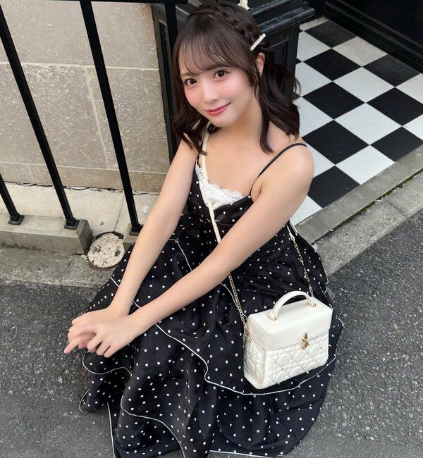  「【Osoroi  Collection】リボンティアードドットロングワンピ」|ワンピース|