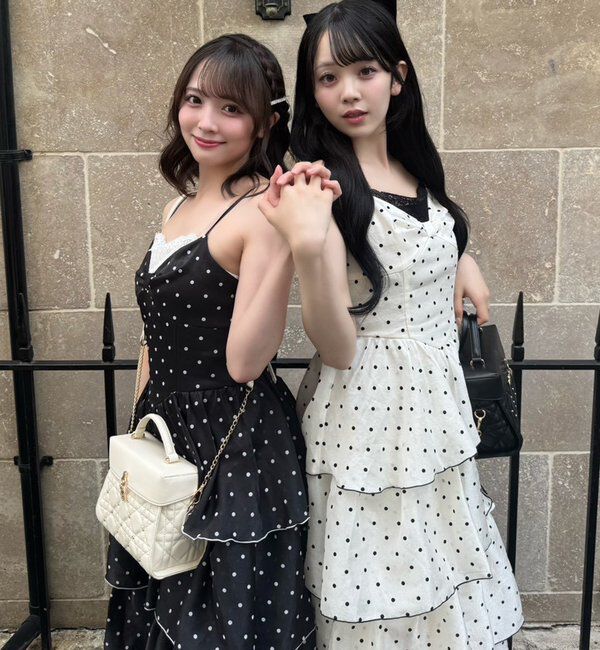  「【Osoroi  Collection】リボンティアードドットロングワンピ」|ワンピース|