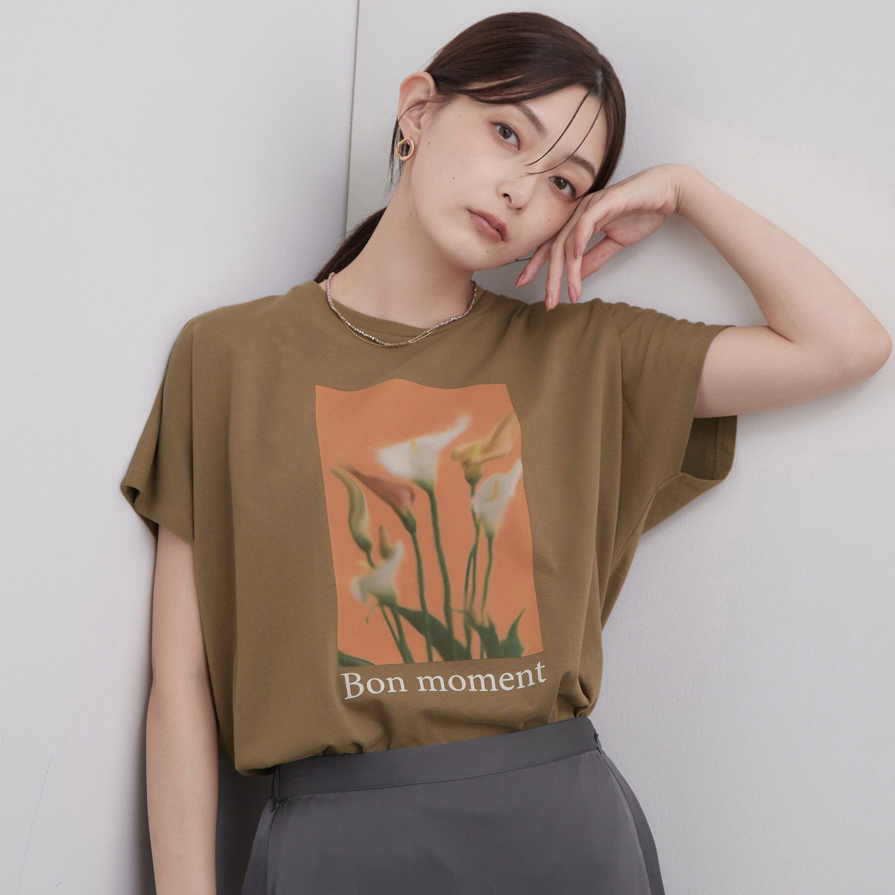 OPAQUE.CLIP「フォトプリントTシャツ【洗濯機OK】」|Tシャツ・カットソー|モカブラウン(042