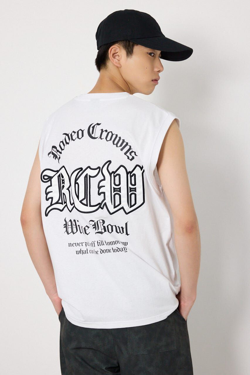 RODEO CROWNS「Blackletterノースリーブトップス」|その他|WHT