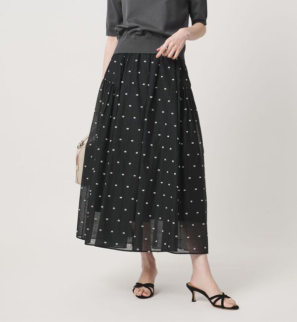 UNITED ARROWS「2トーン ドット ジャガード フレアスカート」|フレア|BLACK