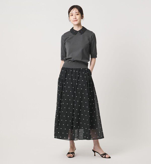 UNITED ARROWS「2トーン ドット ジャガード フレアスカート」|フレア|