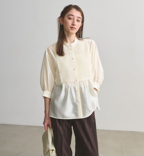UNITED ARROWS「シルキー ピンタック ブラウス ‐ウォッシャブル‐」|シャツ・ブラウス|OFF WHITE