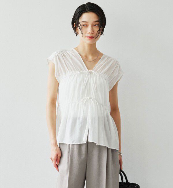 UNITED ARROWS green label relaxing「ボリューム 2WAY リボン ノースリーブ ブラウス」|シャツ・ブラウス|
