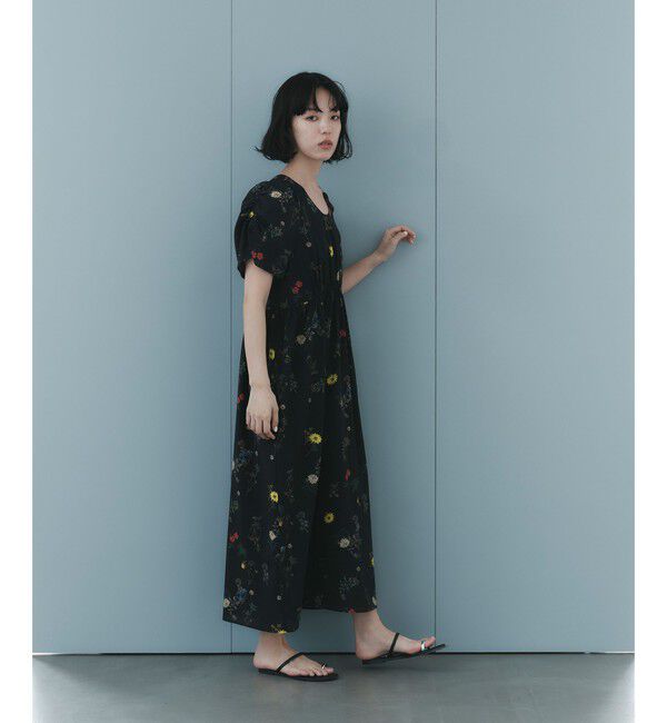 EMMEL REFINES「＜EMMEL REFINES＞EM フラワープリント ギャザーパフスリーブ ワンピース」|ワンピース|
