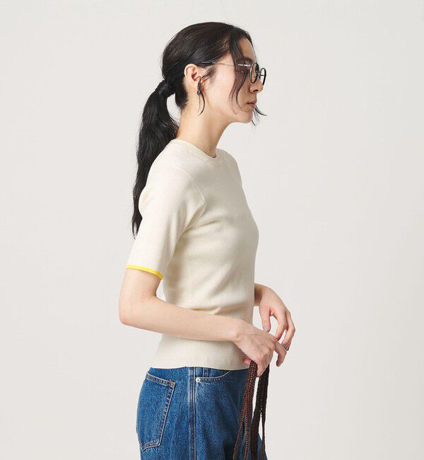 BEAUTY&YOUTH UNITED ARROWS「リブライン ショートスリーブ ニットプルオーバー ウォッシャブル」|ニット・セーター|