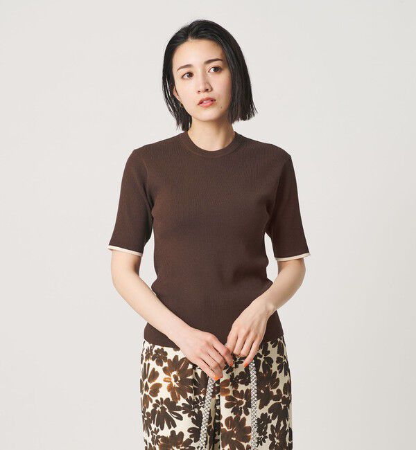 BEAUTY&YOUTH UNITED ARROWS「リブライン ショートスリーブ ニットプルオーバー ウォッシャブル」|ニット・セーター|