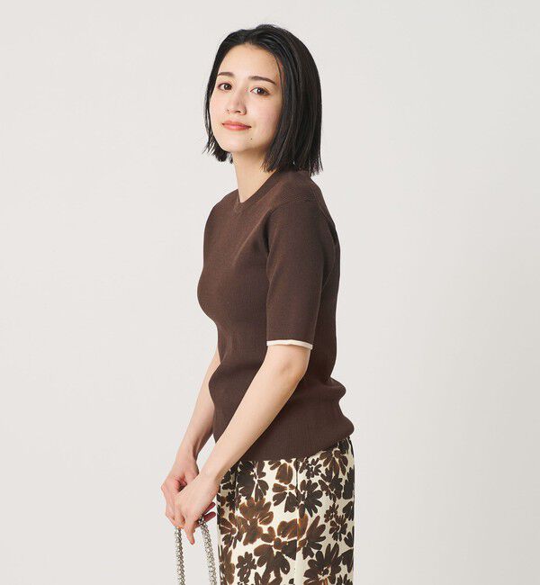 BEAUTY&YOUTH UNITED ARROWS「リブライン ショートスリーブ ニットプルオーバー ウォッシャブル」|ニット・セーター|