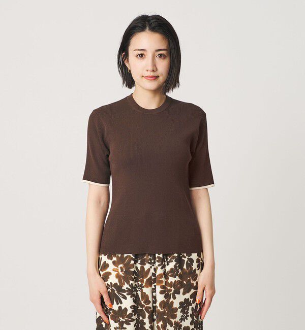 BEAUTY&YOUTH UNITED ARROWS「リブライン ショートスリーブ ニットプルオーバー ウォッシャブル」|ニット・セーター|