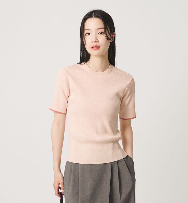 BEAUTY&YOUTH UNITED ARROWS「リブライン ショートスリーブ ニットプルオーバー ウォッシャブル」|ニット・セーター|