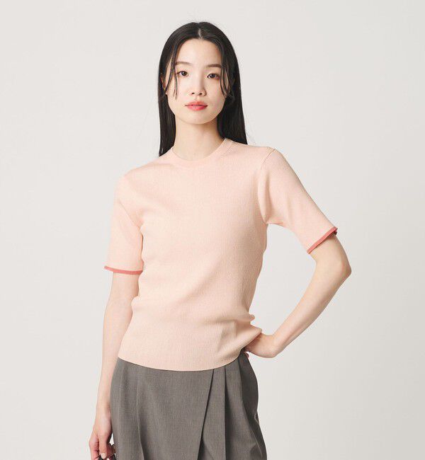 BEAUTY&YOUTH UNITED ARROWS「リブライン ショートスリーブ ニットプルオーバー ウォッシャブル」|ニット・セーター|