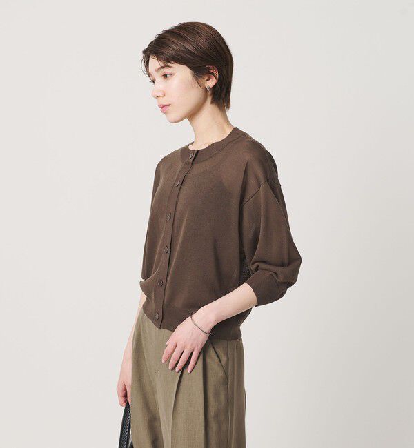 BEAUTY&YOUTH UNITED ARROWS「【WEB限定 Wardrobe DAILY MINIMAL】ハーフスリーブ シアーカーディガン ウォッシャブル」|カーディガン|