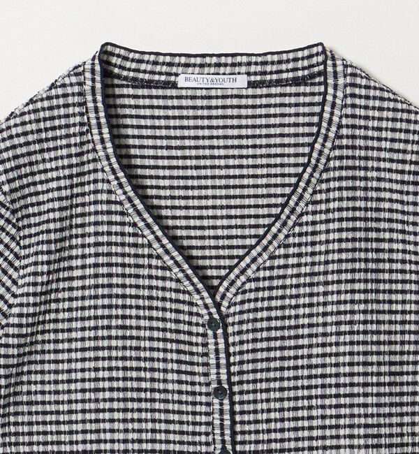 BEAUTY&YOUTH UNITED ARROWS「ソリッド＆チェック Vネック ショートスリーブ カーディガン」|カーディガン|