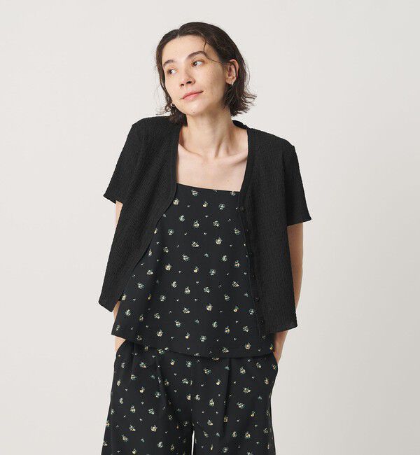 BEAUTY&YOUTH UNITED ARROWS「ソリッド＆チェック Vネック ショートスリーブ カーディガン」|カーディガン|BLACK