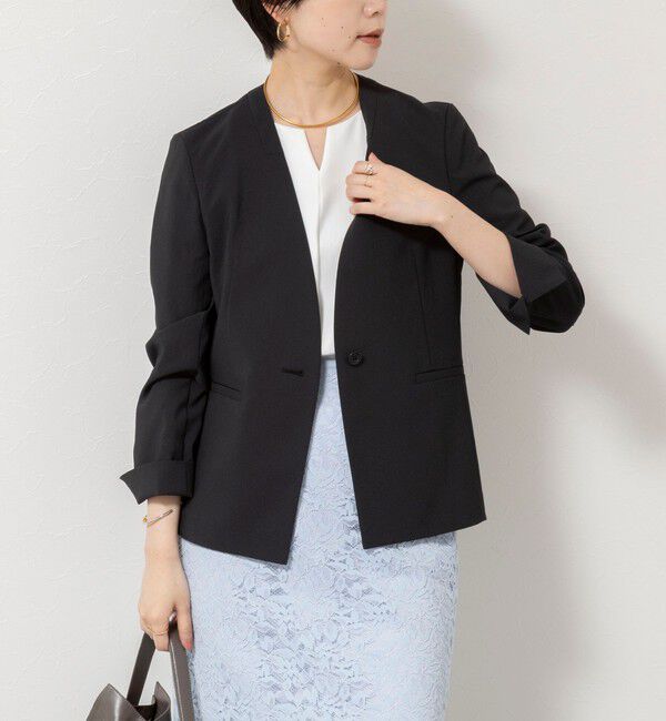 NOLLEY'S sophi「《セットアップ対応/UVカット/接触冷感》ウォッシャブルDry toro ノーカラージャケット」|ノーカラージャケット|ブラック