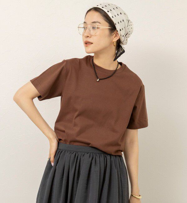 MAQWEL「【MAQWEL/マクウェル】ウォッシャブルコンパクトコーマＴシャツ」|Tシャツ・カットソー|ブラウン