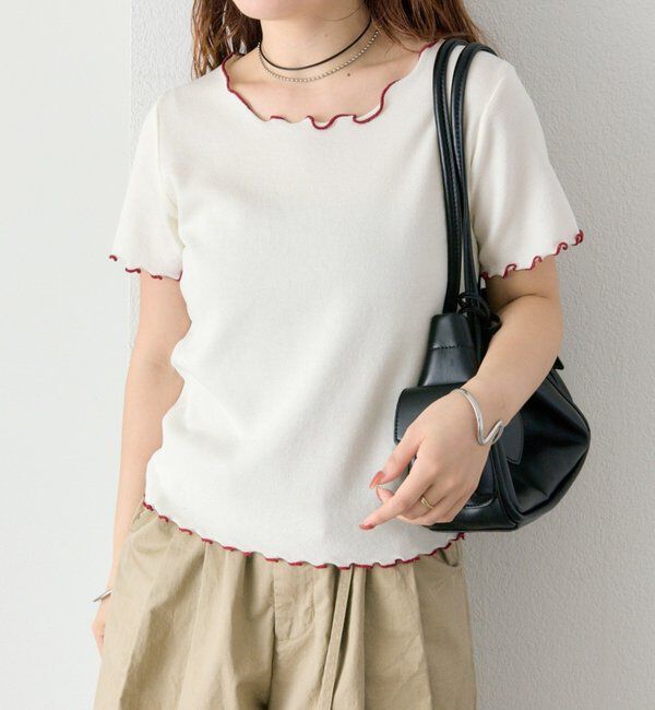  「配色メロウニットT」|Tシャツ・カットソー|アイボリー