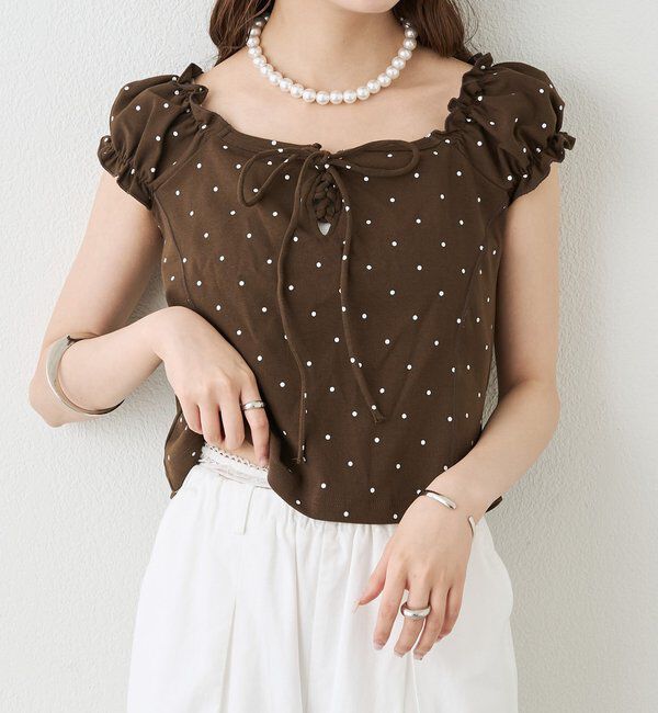  「レースアップフレンチTシャツ」|Tシャツ・カットソー|
