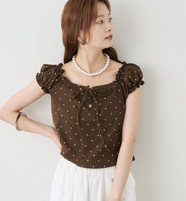  「レースアップフレンチTシャツ」|Tシャツ・カットソー|
