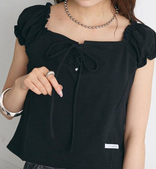  「レースアップフレンチTシャツ」|Tシャツ・カットソー|